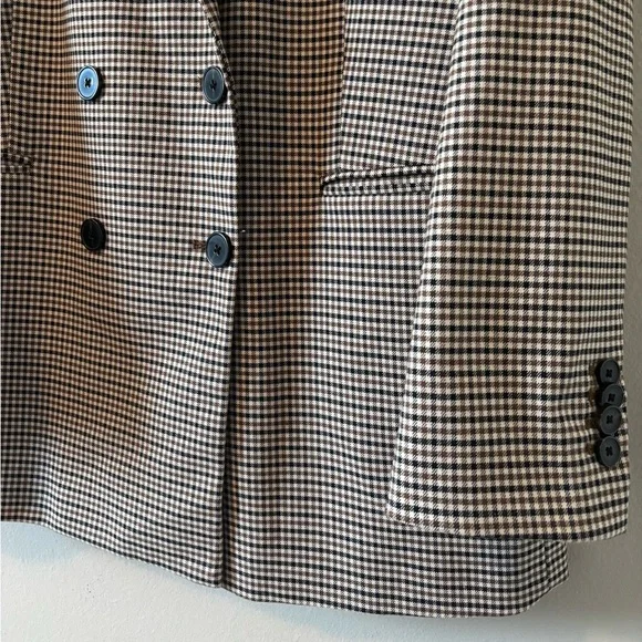 Zara Brown Houndstooth Double-Breasted Blazer L - Picture 3 of 4